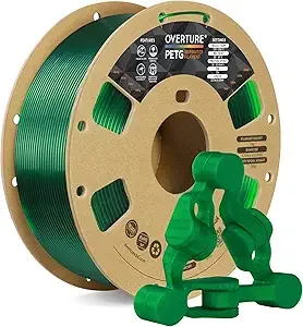 Overture OVERTURE Clear PETG Filament, PETG Transparent Green,1kg Filament(2.2lbs), Dimensional Accuracy 99% Probability +/-, Fit Most FDM Printers
