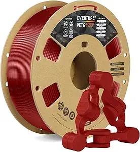 Overture OVERTURE 3D Filament Clear PETG Filament, PETG Transparent Red 3D Printer Consumables, 1kg Filament (2.2lbs), Dimensional Accuracy +/-