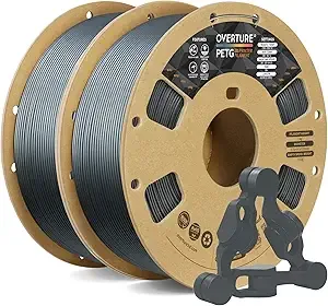Overture OVERTURE PETG Filament Bundle 2kg, High Speed 3D Printer Filament, Neatly Wound & Clog-Free, 2 Pack 1kg(2.2lbs), Accuracy +/-, Fit Most FDM Printers (Space Grey*2)