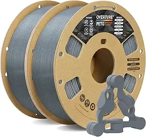 Overture OVERTURE PETG Filament Bundle 2kg, High Speed 3D Printer Filament, Neatly Wound & Clog-Free, 2 Pack 1kg(2.2lbs), Accuracy +/-, Fit Most FDM Printers (Light Grey*2)