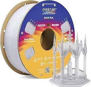 Overture OVERTURE Rock PLA Filament, Marble PLA 3D Printer Filament 1kg Spool (2.2lbs), Dimensional Accuracy +/-, Fit Most FDM Printer (Rock White)