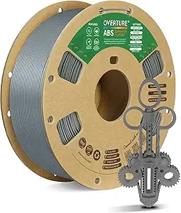 Overture OVERTURE ABS Filament, High Strength & Heat-Resistant 3D Printer Filament, Low Warping, Excellent Durability, ABS 1kg (2.2lbs) Cardboard Spool, High Precision +/- (Gray)