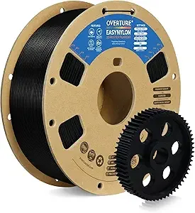 Overture OVERTURE Nylon Filament 3D Printer Filament, Polyamide (PA) 1kg Spool (2.2lbs), Dimensional Accuracy +/-, Fit Most FDM Printer (Black)