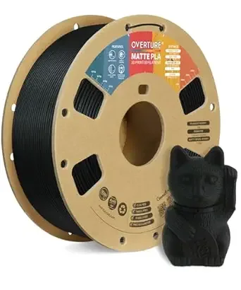 Overture OVERTURE Matte PLA 3D Printer Filament, Matt Surface & Low Warping Filament 1kg Spool (2.2 lbs), Accuracy +/-, Fit Most FDM Printers (Matte Black)
