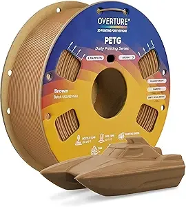 Overture OVERTURE PETG Filament, High Speed 3D Printer Filament, Neatly Wound & Clog-Free, 1kg Spool (2.2lbs) Rapid PETG, Dimensional Accuracy +/-, Fit Most FDM Printers (Brown)