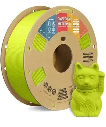 Overture OVERTURE Matte PLA 3D Printer Filament, Matt Surface & Low Warping Filament 1kg Spool (2.2 lbs), Accuracy +/-, Fit Most FDM Printers (Matte Grass Green)