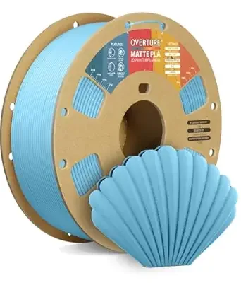 Overture OVERTURE Matte PLA 3D Printer Filament, Matt Surface & Low Warping Filament 1kg Spool (2.2 lbs), Accuracy +/-, Fit Most FDM Printers (Matte Light Blue)