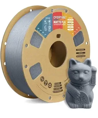 Overture OVERTURE PLA Matte 3D Printer Filament, Matte PLA 1kg Cardboard Spool (2.2lbs), Dimensional Accuracy +/- (Matte Light Gray)