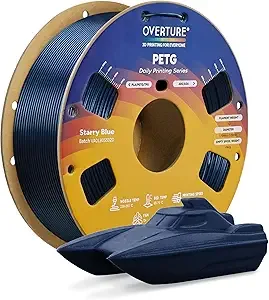 Overture OVERTURE PETG 3D Printer Filament, Neatly Wound Durable PETG 1kg Spool (2.2lbs), Strong Toughness Filament, Dimensional Accuracy +/-, Fit Most FDM Printers (Starry Blue)