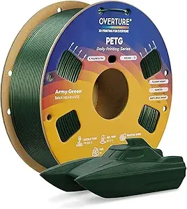 Overture OVERTURE PETG Filament, High Speed 3D Printer Filament, Neatly Wound & Clog-Free, 1kg Spool (2.2lbs) Rapid PETG, Dimensional Accuracy +/-, Fit Most FDM Printers (Army Green)