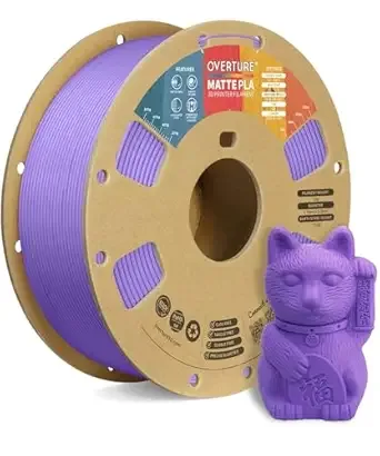 Overture OVERTURE Matte PLA 3D Printer Filament, Matt Surface & Low Warping Filament 1kg Spool (2.2 lbs), Accuracy +/-, Fit Most FDM Printers (Matte Purple)