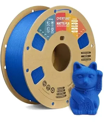 Overture OVERTURE Matte PLA 3D Printer Filament, Matt Surface & Low Warping Filament 1kg Spool (2.2 lbs), Accuracy +/-, Fit Most FDM Printers (Matte Blue)