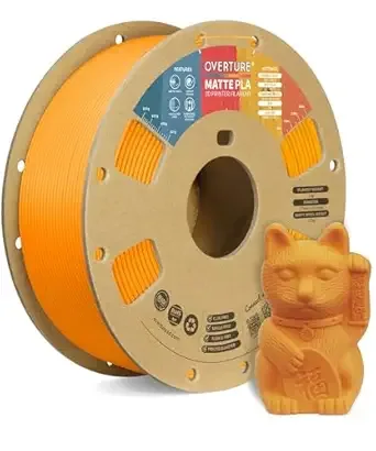 Overture OVERTURE Matte PLA 3D Printer Filament, Matt Surface & Low Warping Filament 1kg Spool (2.2 lbs), Accuracy +/-, Fit Most FDM Printers (Matte Orange)