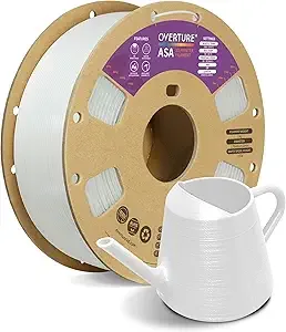 Overture OVERTURE ASA Filament, 1kg Spool (2.2lbs) 3D Printer Filament, Premium Anti-UV, ASA Filament Perfect for Printing Outdoor Functional Parts, Dimensional Accuracy +/- (White)