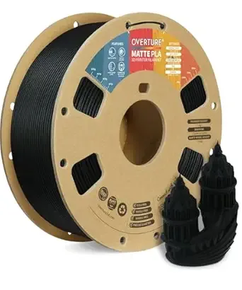 Overture OVERTURE PLA Matte 3D Printer Filament, PLA 1kg Cardboard Spool (2.2lbs), Dimensional Accuracy +/- (Carbon Fiber Black)