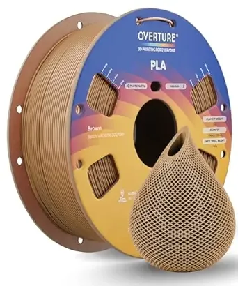 Overture OVERTURE High Speed PLA Filament, Neatly Wound 3D Printer Filament 1kg Spool (2.2lbs) Rapid PLA, Dimensional Accuracy +/-, Fit Most FDM 3D Printers (Brown)