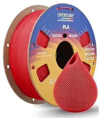 Overture OVERTURE High Speed PLA Filament, Neatly Wound 3D Printer Filament 1kg Spool (2.2lbs) Rapid PLA, Dimensional Accuracy +/-, Fit Most FDM 3D Printers (Fresh Red)
