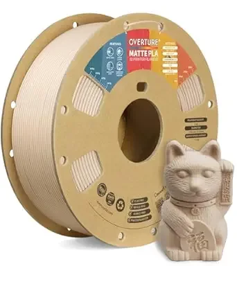 Overture OVERTURE Matte PLA 3D Printer Filament, Matt Surface & Low Warping Filament 1kg Spool (2.2 lbs), Accuracy +/-, Fit Most FDM Printers (Matte Skin)