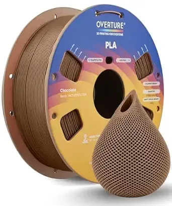 Overture OVERTURE PLA Filament, Neatly Wound 3D Printer Filament 1kg Spool (2.2lbs), Dimensional Accuracy +/-, Fit Most FDM 3D Printers (Chocolate)