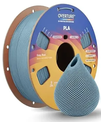 Overture OVERTURE PLA Filament, Neatly Wound 3D Printer Filament 1kg Spool (2.2lbs), Dimensional Accuracy +/-, Fit Most FDM 3D Printers (Grey Blue)