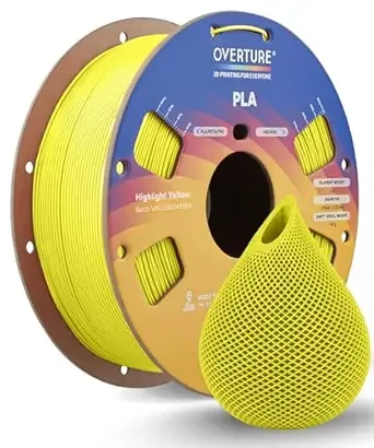Overture OVERTURE High Speed PLA Filament, Neatly Wound 3D Printer Filament 1kg Spool (2.2lbs) Rapid PLA, Dimensional Accuracy +/-, Fit Most FDM 3D Printers (Highlight Yellow)