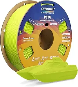 Overture Overture PETG 3D Printer Filament, Neatly Wound Durable PETG 1kg Spool (2.2lbs), Strong Toughness Filament, Dimensional Accuracy +/-, Fit Most FDM Printers (Grass Green)
