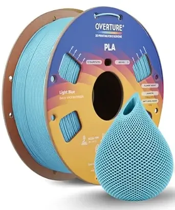 Overture OVERTURE High Speed PLA Filament, Neatly Wound 3D Printer Filament 1kg Spool (2.2lbs) Rapid PLA, Dimensional Accuracy +/-, Fit Most FDM 3D Printers (Light Blue)