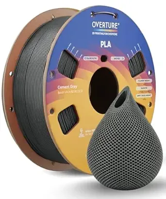 Overture OVERTURE High Speed PLA Filament, Neatly Wound 3D Printer Filament 1kg Spool (2.2lbs) Rapid PLA, Dimensional Accuracy +/-, Fit Most FDM 3D Printers (Cement Grey)