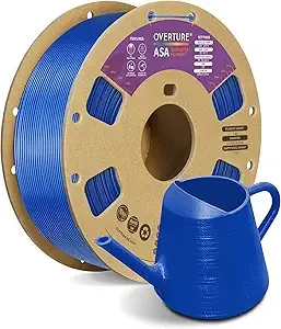 Overture OVERTURE ASA Filament, 1kg Spool (2.2lbs) 3D Printer Filament, Premium Anti-UV, ASA Filament Perfect for Printing Outdoor Functional Parts, Dimensional Accuracy +/- (Blue)
