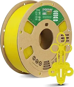 Overture OVERTURE ABS Filament, High Strength & Heat-Resistant 3D Printer Filament, Low Warping, Excellent Durability, ABS 1kg (2.2lbs) Cardboard Spool, High Precision +/- (Yellow)