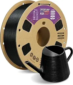 Overture OVERTURE ASA Filament, 1kg Spool (2.2lbs) 3D Printer Filament, Premium Anti-UV, ASA Filament Perfect for Printing Outdoor Functional Parts, Dimensional Accuracy +/- (Black)
