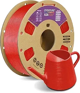 Overture OVERTURE ASA Filament, 1kg Spool (2.2lbs) 3D Printer Filament, Premium Anti-UV, ASA Filament Perfect for Printing Outdoor Functional Parts, Dimensional Accuracy +/- (Red)