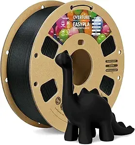 Overture OVERTURE Easy PLA 3D Printer Filament, 1kg PLA Cardboard Spool (2.2lbs), Dimensional Accuracy +/-, Fit Most FDM Printer (Easy Black)