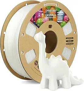 Overture OVERTURE Easy PLA 3D Printer Filament, 1kg PLA Cardboard Spool (2.2lbs), Dimensional Accuracy +/-, Fit Most FDM Printer (Easy White)