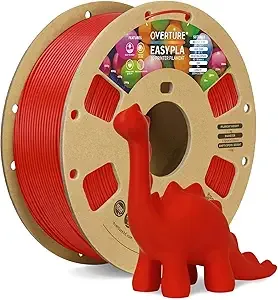 Overture OVERTURE Easy PLA 3D Printer Filament, 1kg PLA Cardboard Spool (2.2lbs), Dimensional Accuracy +/-, Fit Most FDM Printer (Easy Red)