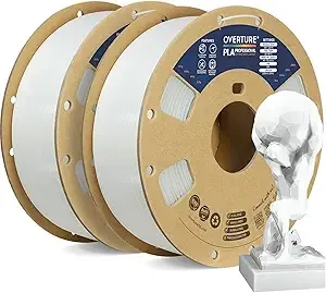 Overture OVERTURE 2KG Bundle PLA Plus (PLA+) Filament, Stronger & More Durable, Professional Toughness 3D Printer Filament 1kg (2.2lbs) 2 Pack, High Precision +/-, Tangle-Free (White 2-Pack)