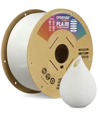 Overture OVERTURE High Speed PLA Filament, Neatly Wound 3D Printer Filament 3kg Spool (6.6lbs) Rapid PLA, Dimensional Accuracy +/-, Fit Most FDM 3D Printers (White 3KG-1 Pack)