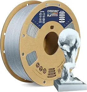 Overture OVERTURE PLA Plus (PLA+) Filament, Stronger & More Durable, Professional Toughness 3D Printer Filament 1kg (2.2lbs), High Precision +/-, Tangle-Free (Silver Metal)