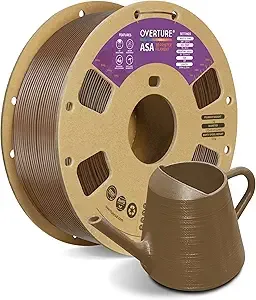Overture OVERTURE ASA Filament, 1kg Spool (2.2lbs) 3D Printer Filament, Premium Anti-UV, ASA Filament Perfect for Printing Outdoor Functional Parts, Dimensional Accuracy +/- (Brown)