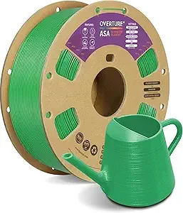 Overture OVERTURE ASA Filament, 1kg Spool (2.2lbs) 3D Printer Filament, Premium Anti-UV, ASA Filament Perfect for Printing Outdoor Functional Parts, Dimensional Accuracy +/- (Green)