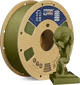 Overture OVERTURE PLA Plus (PLA+) Filament, Stronger & More Durable, Professional Toughness 3D Printer Filament 1kg (2.2lbs), High Precision +/-, Tangle-Free (Army Green)
