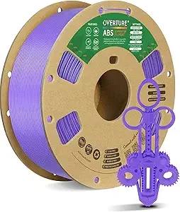 Overture OVERTURE ABS Filament, High Strength & Heat-Resistant 3D Printer Filament, Low Warping, Excellent Durability, ABS 1kg (2.2lbs) Cardboard Spool, High Precision +/- (Purple)