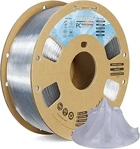 Overture OVERTURE PC Professional Filament, Cardboard Spool, 1kg(2.2lbs), Dimensional Accuracy Probability +/-, Fit Most FDM Printer (Transparent)