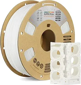 Overture OVERTURE Super PLA+ Filament, Toughness Enhanced PLA Plus, Professional Toughness 3D Printer Filament 1kg (2.2lbs), High Precision +/- (White)