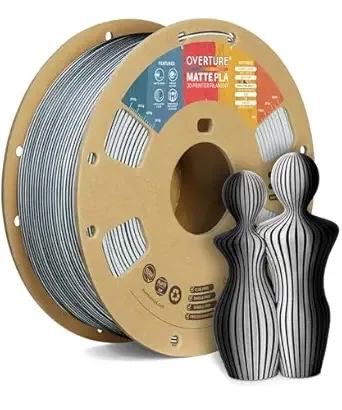 Overture OVERTURE Dual Color Matte PLA 3D Printer Filament, Matte PLA 1kg Cardboard Spool (2.2lbs), Dimensional Accuracy +/- (Matte Black-White)