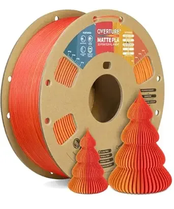 Overture OVERTURE Dual Color Matte PLA 3D Printer Filament, Matte PLA 1kg Cardboard Spool (2.2lbs), Dimensional Accuracy +/- (Matte Orange-Red)