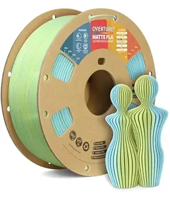 Overture OVERTURE Dual Color Matte PLA 3D Printer Filament, Matte PLA 1kg Cardboard Spool (2.2lbs), Dimensional Accuracy +/- (Matte Light Blue-Yellow)