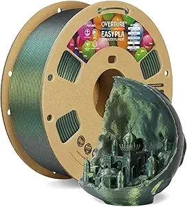 Overture OVERTURE Color Changeable PLA 3D Printer Filament Green Starlight PLA, 1kg Cardboard Spool (2.2lbs), Dimensional Accuracy +/-, Fit Most FDM Printer (Shimmer Silver Green)