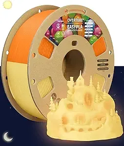 Overture OVERTURE Glow PLA Filament 3D Printer Filament, 1kg Spool (2.2lbs), Dimensional Accuracy +/-, Fit Most FDM Printer (Glow Orange)