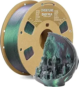 Overture OVERTURE Color Changeable PLA 3D Printer Filament Green Starlight PLA, 1kg Cardboard Spool (2.2lbs), Dimensional Accuracy +/-, Fit Most FDM Printer (Shimmer Dark Green)